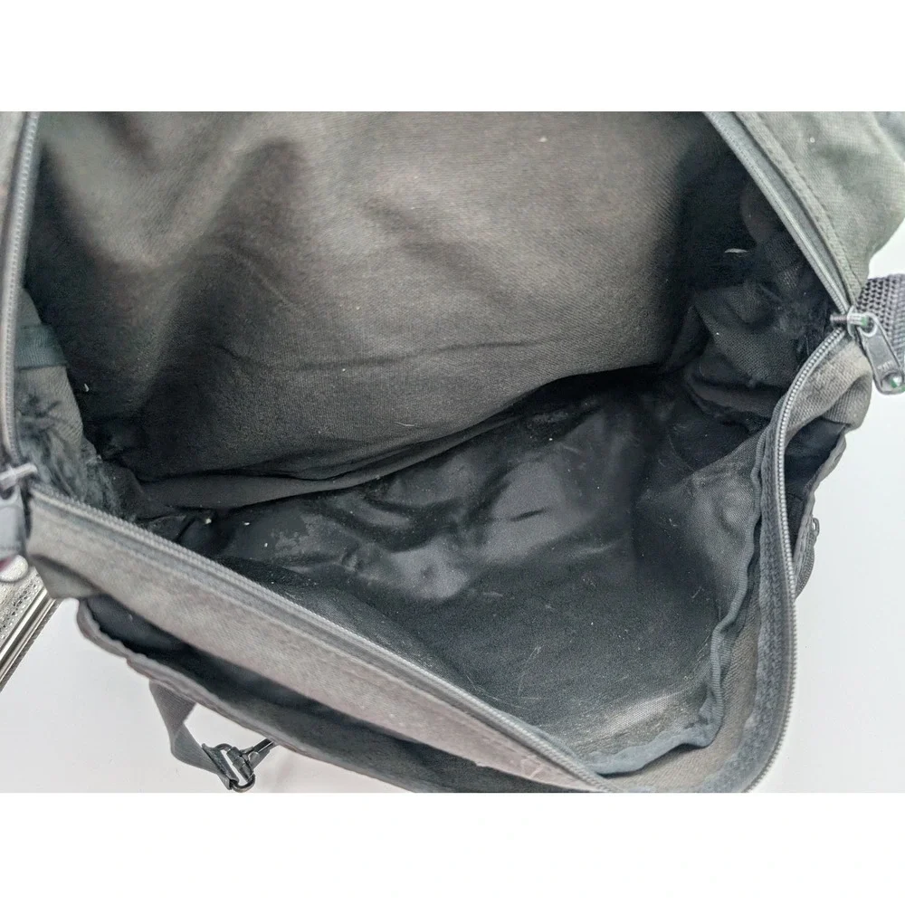 Eddie Bauer Black Canvas Messenger Bag Briefcase Organizer Buckle Closure